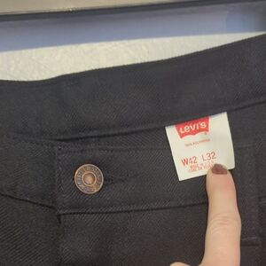 Vintage Levis Retro Style Polyester Pants In Black With Weighted Hems 42X32